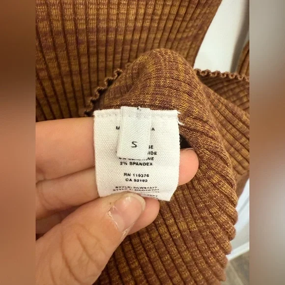 Helmut Lang Womens Dress Small Pecan Marl Stretch Knit Rib Mini Bodycon Designer - Picture 5 of 11